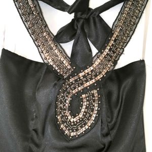 Exquisite dress neckline pearls beads, size 9, New With Tag, Black/Brown